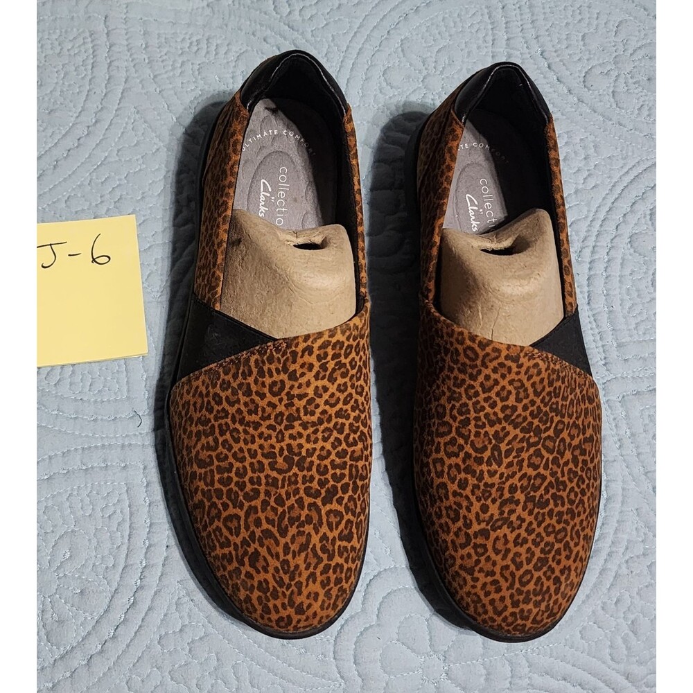 Clarks Collection Womens Leopard Animal Print Slip-On Comfort Shoes US 8 W